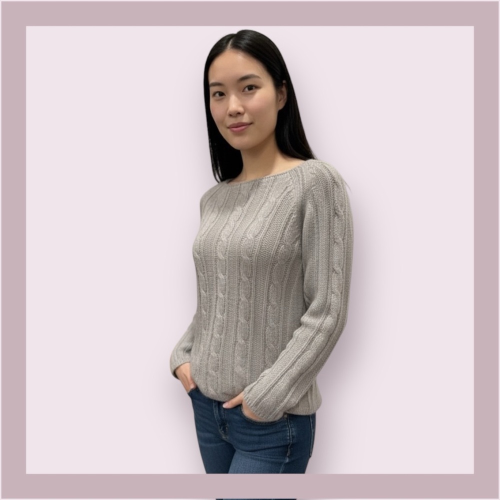 J. Crew Gray Mohair and Wool Blend Cable Knit Sweater